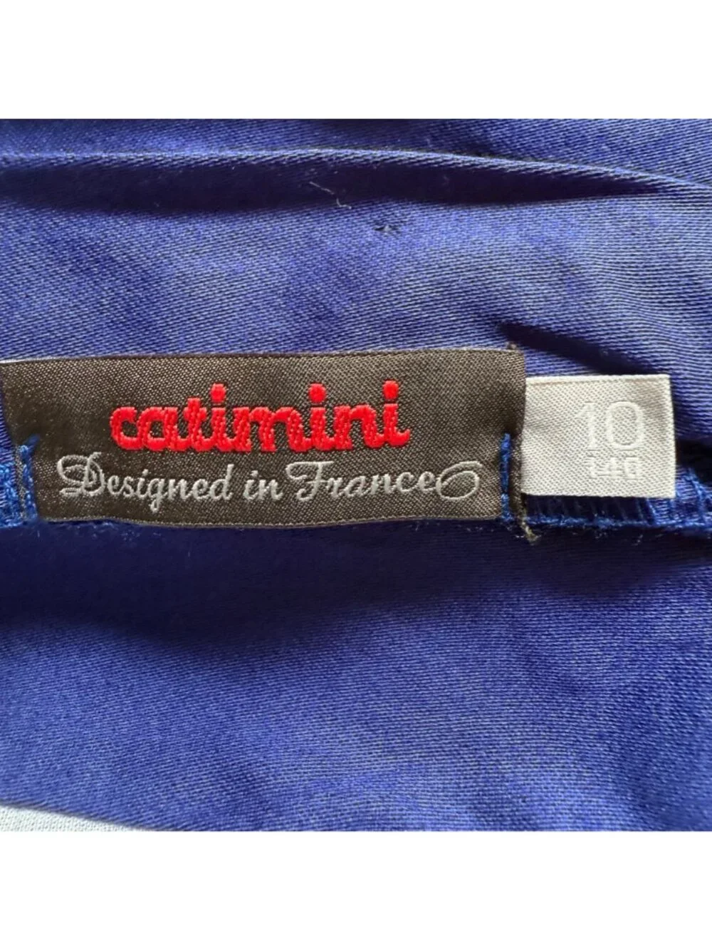 Catimini Girls Size 10 Blue Floral Striped Patchwork Sleeveless Ruffle Dress